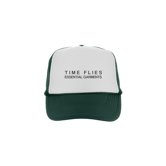 Time Flies Essential Garments Forest Green Trucker Hat